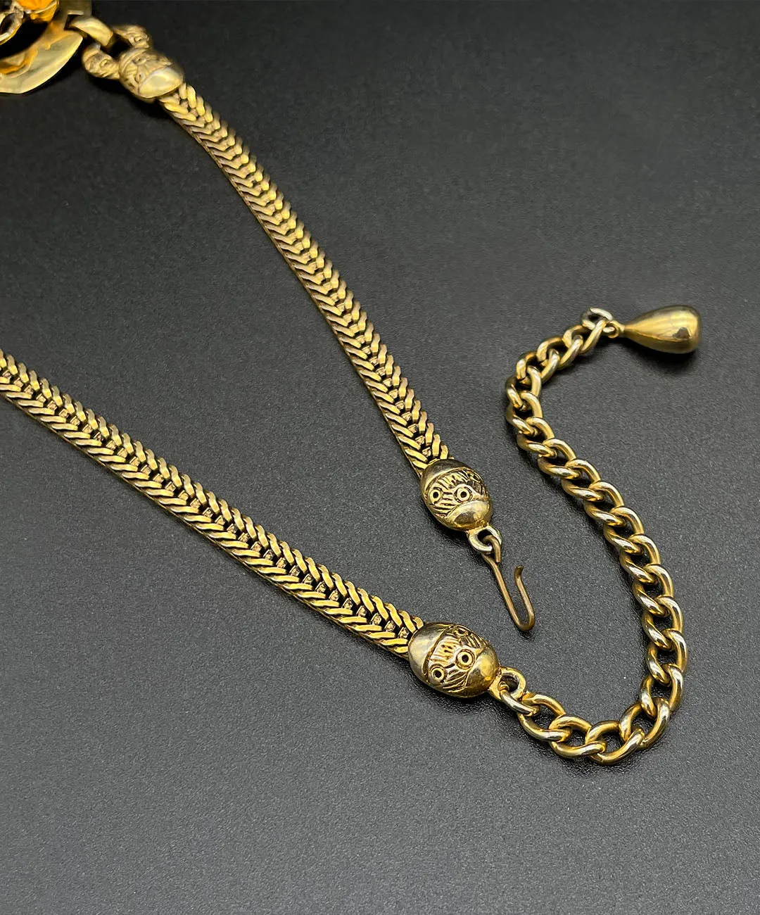 【USA輸入】ヴィンテージ SELRO アンバー トパーズ ビジュー ネックレス/Vintage SELRO Amber Topaz Bijou Necklace