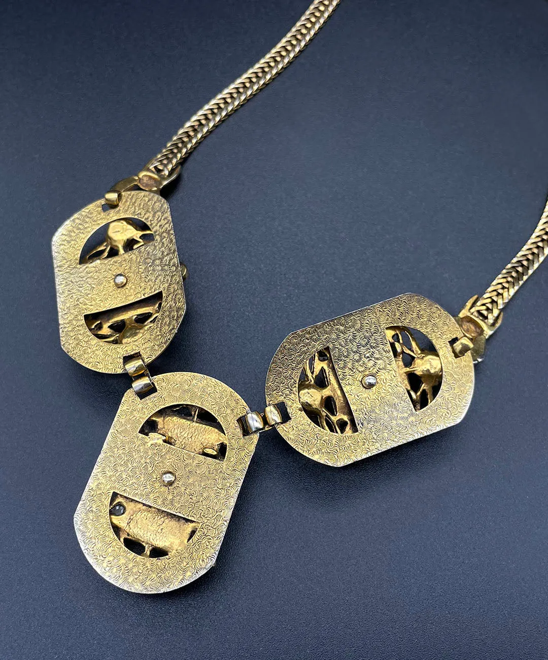 【USA輸入】ヴィンテージ SELRO アンバー トパーズ ビジュー ネックレス/Vintage SELRO Amber Topaz Bijou Necklace