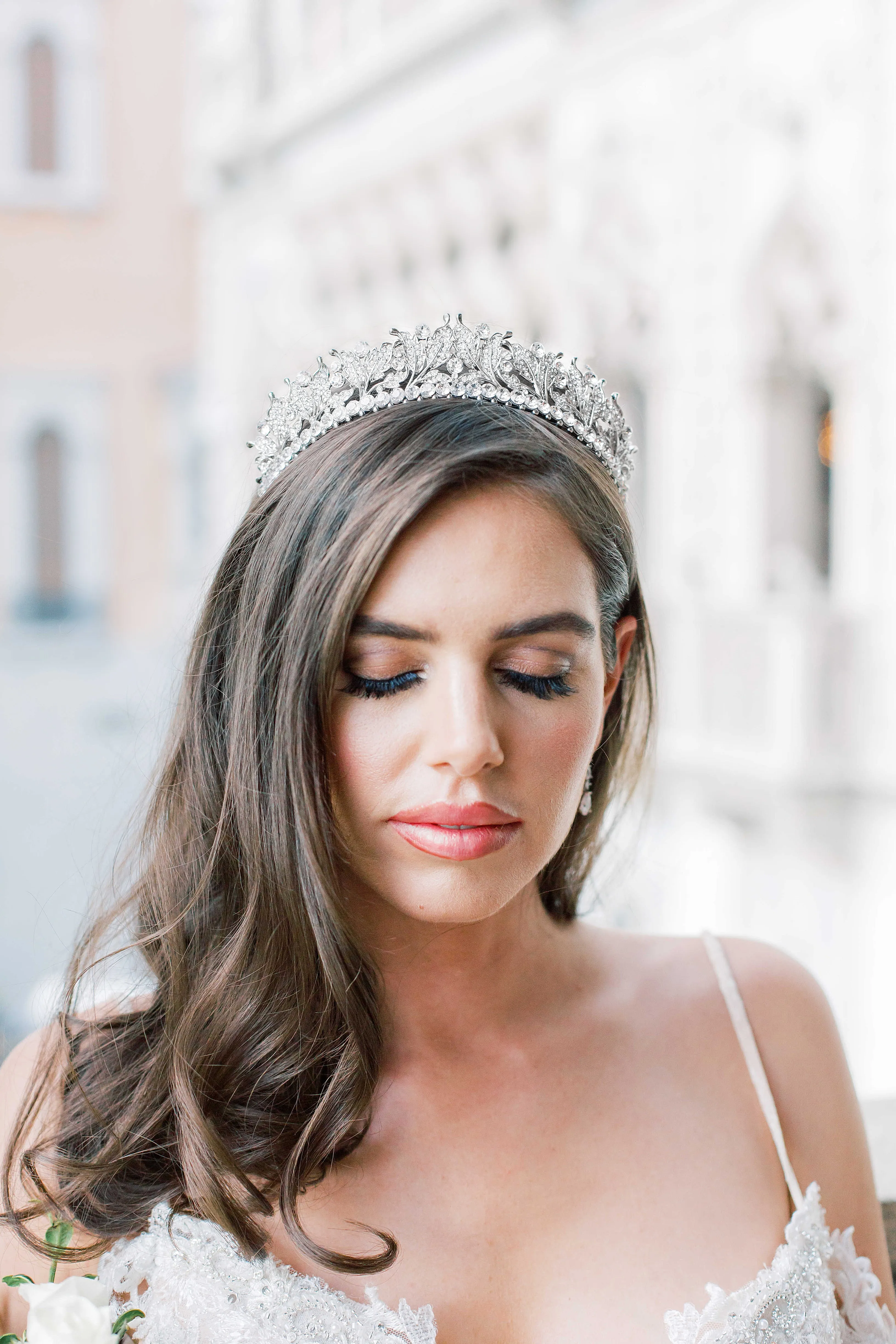VICTORIA Swarovski Crystal and Pearl Bridal Tiara
