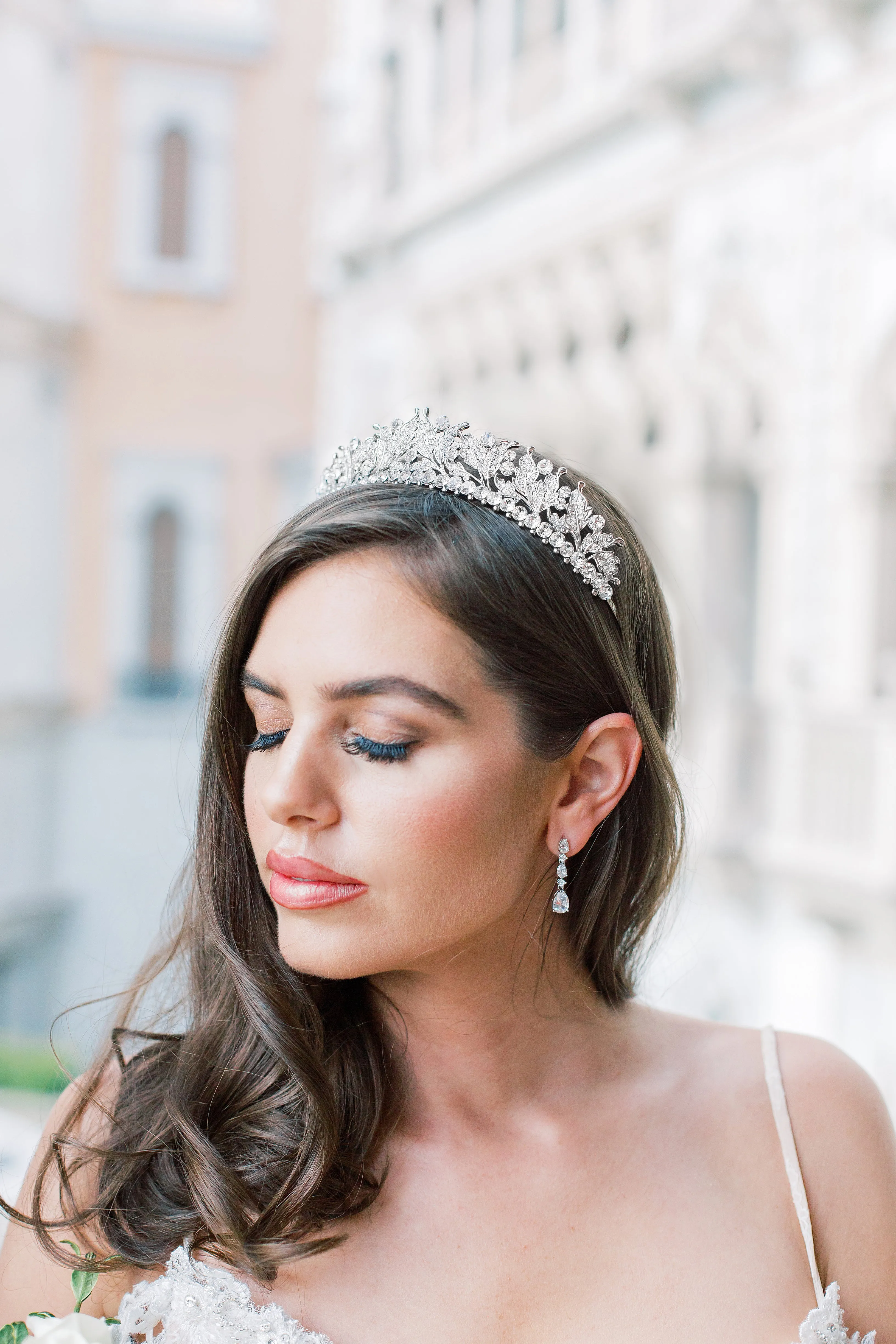 VICTORIA Swarovski Crystal and Pearl Bridal Tiara