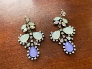 Vintage Style AB Aurora Borealis Faux Moonstone Lavender Dangly Earrings