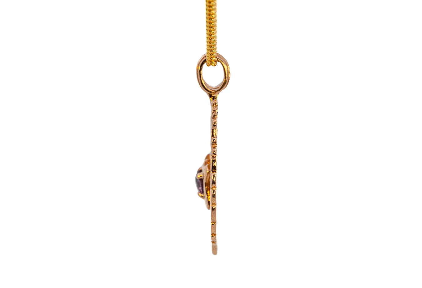Vintage Yellow Gold Amethyst Shield Pendant