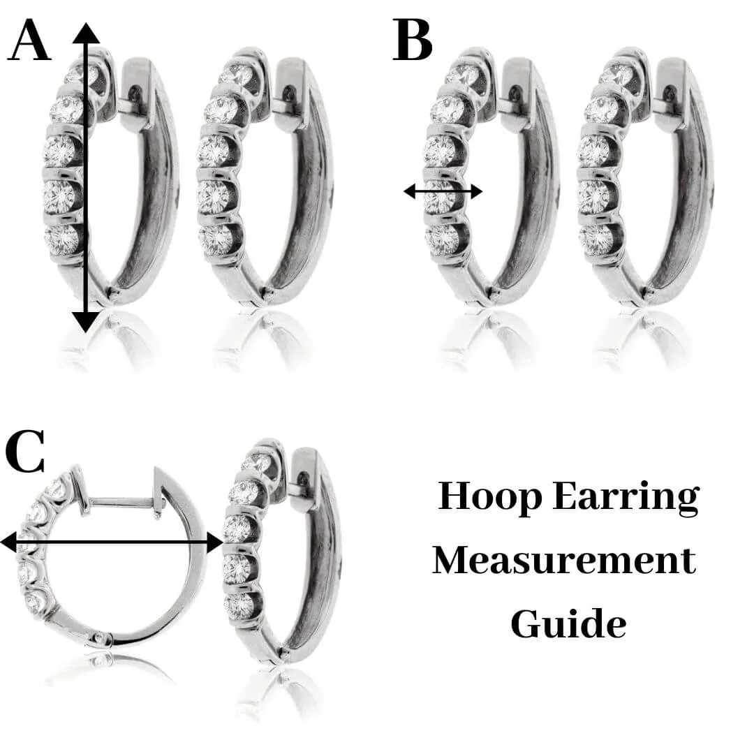 White Gold and Diamond Heart Style Hoop Earrings