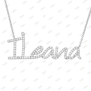 White Gold Diamond Ileana Name Necklace