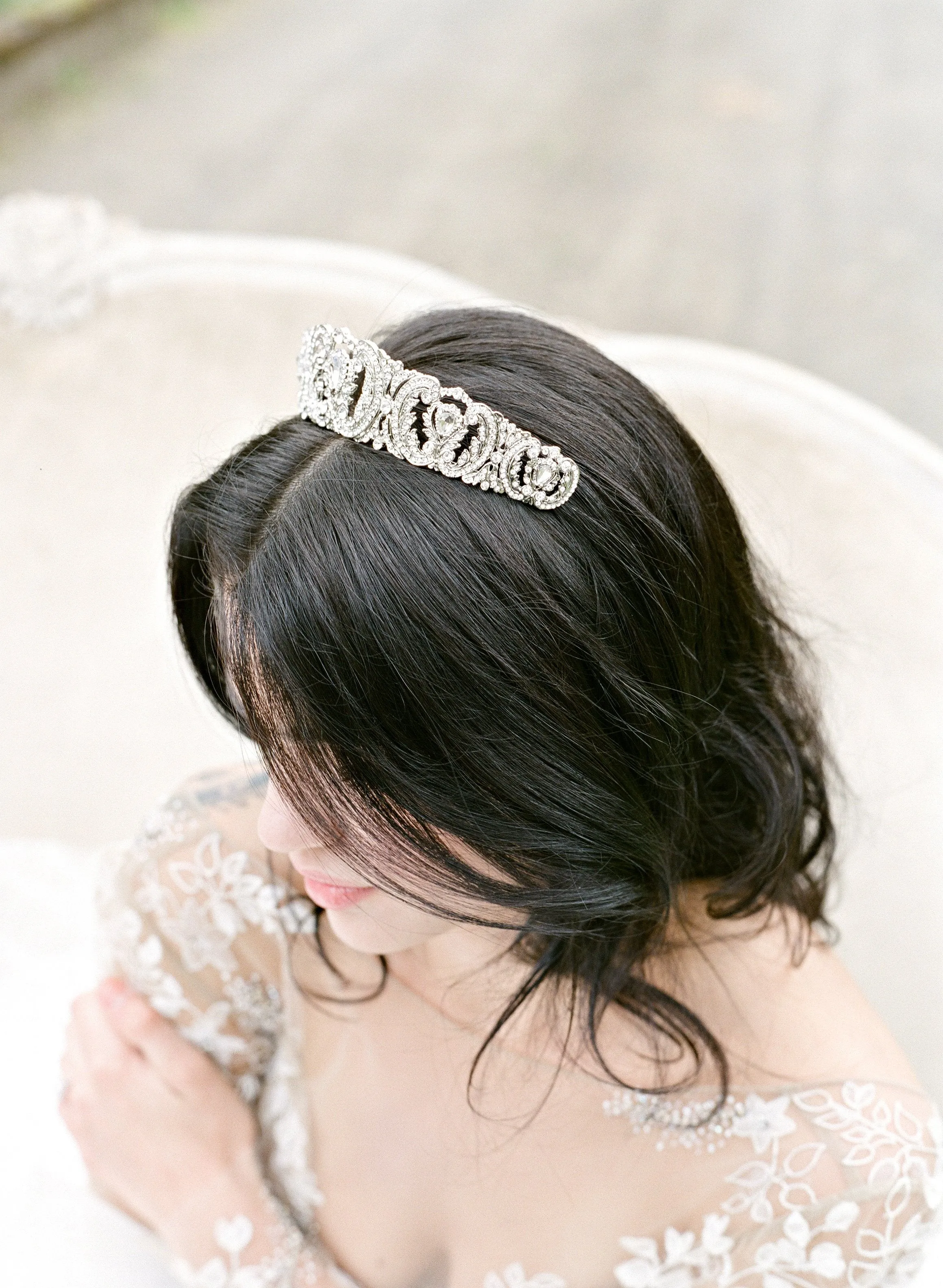 WHITMORE Silver Crystal Bridal Tiara