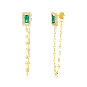 Women's Vermeil Emerald Diamond Chain Earrings